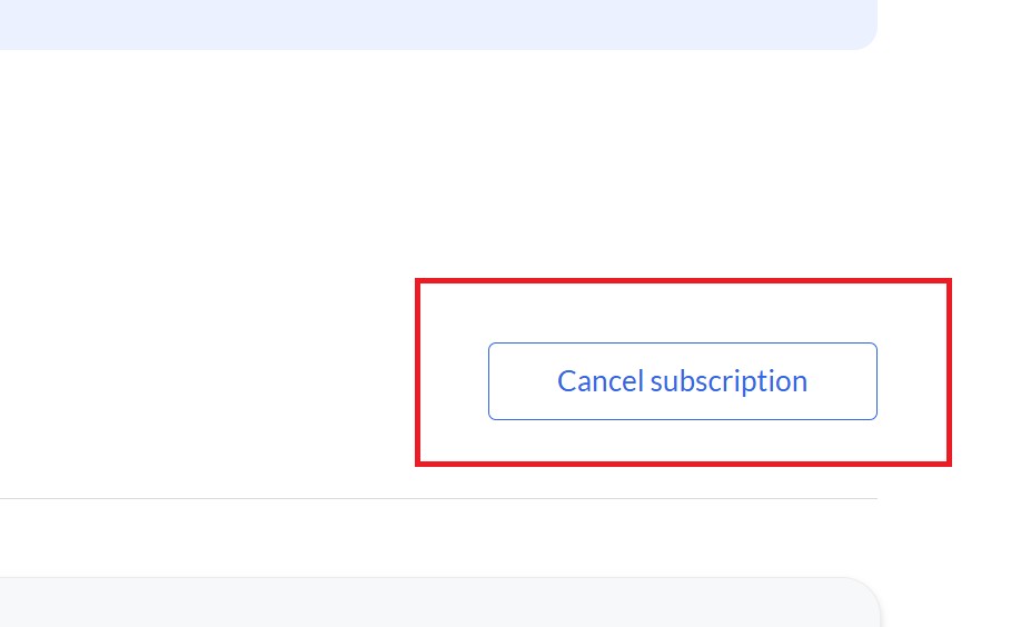 Cancel subscription top right button