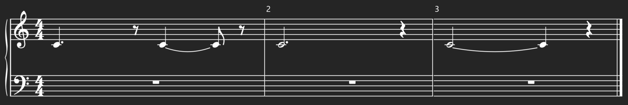 Showing a dotted quarter note and quarter tied to an eighth note.