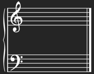 Showing the Grand Staff with Treble and Bass Clef
