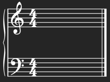 Showing the time signature at the beginning of a piece of music.