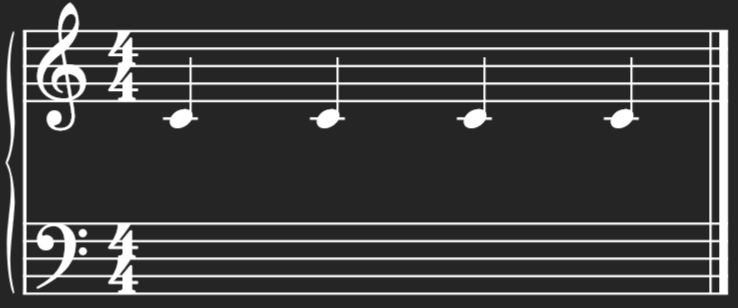 Showing a quarter note and its relationship to the time signature.