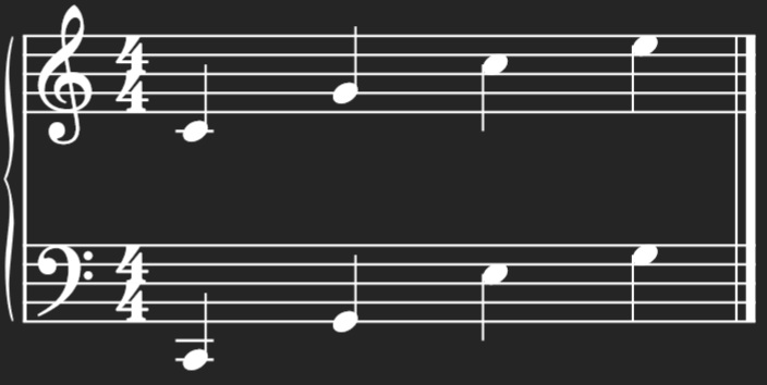 Showing the stem direction of quarter notes.