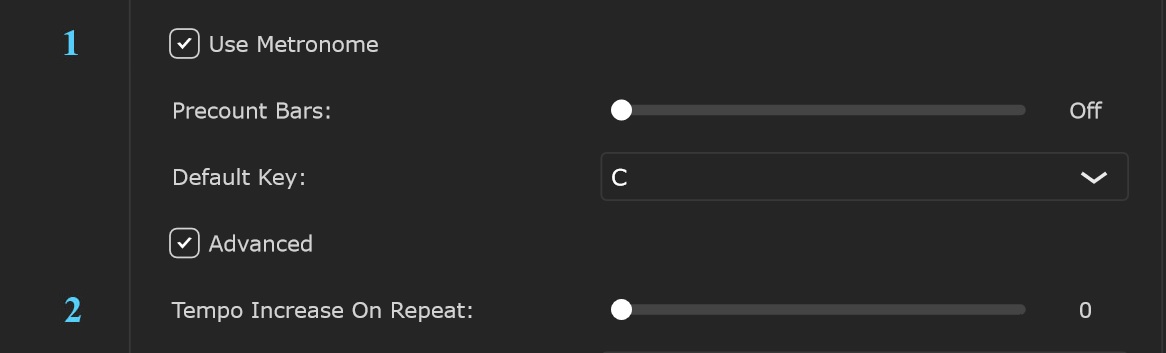 Metronome and Tempo Increment Screenshot